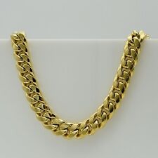 9ct Solid Gold Mens 7mm Miami Cuban Chain Curb Necklace 20 Inch NEW