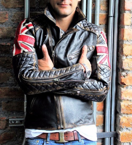 Mens biker quilted vintage - quilted,