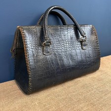 ANTIQUE VINTAGE BLACK LEATHER