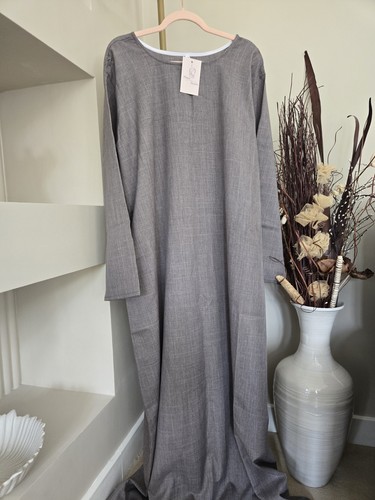 New dubai linen grey abaya - new,