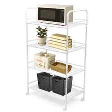 Large Beauty Trolley Cart 4 Shelves Salon Spa Storage Trolley on Wheels White