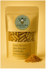 Capsura Bee Pollen Capsules, Pure Organic Bee Pollen, Natural Superfood, UK Made