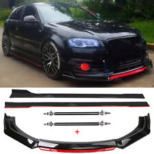 For Audi A3 A4 S3 S4 A6 A5 Front Bumper Splitter Lip + Side Skirts + Strut Rods