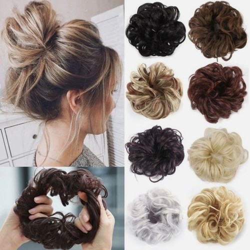 Curly real human messy bun - real, as
