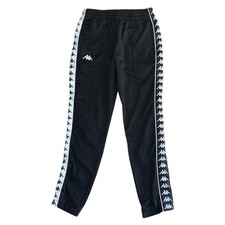 Kappa Tracksuit Bottoms Tape Logo Pockets Drawstring Black Womens Small