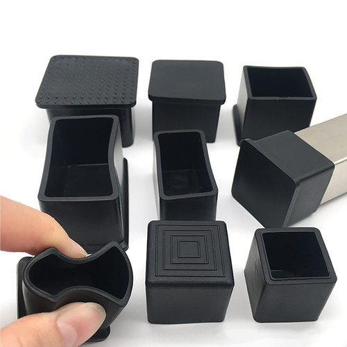Square rubber chair ferrules - square,