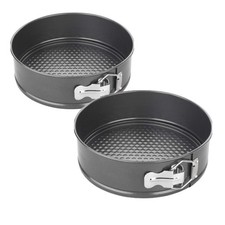 2 X springform cake tin 7 Inches Loose Bottom Baking Cake Tins Non Stick Metal