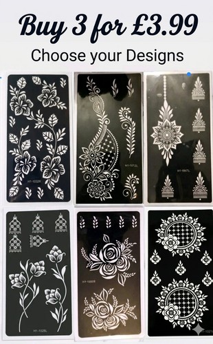 Small mendhi henna stencils - small,