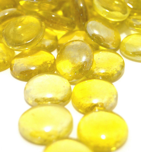 Yellow round glass pebbles - round,