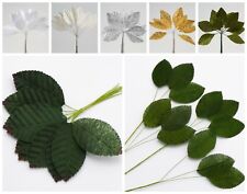 Artificial Satin-Silk Leaves - Miniature Corsage Buttonhole Bouquet Leaf Stems