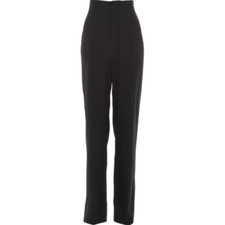 RICK OWENS Straight Fit High Waist Trousers - Black - UK 8/IT 40 - £690