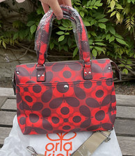 Orla Kiely Ladies Small Zip Messenger Auburn Vinyl Textured