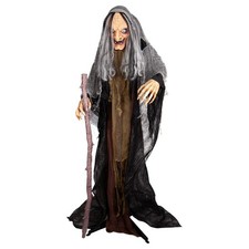 ANIMATED OLD HAG WITCH PROP Halloween Decoration Party 5ft Scary Sound Horror