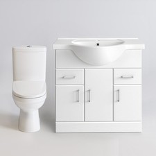 Vanity Sink Storage Unit Close Coupled Toilet Set Bathroom Ceramic Suite Wihte
