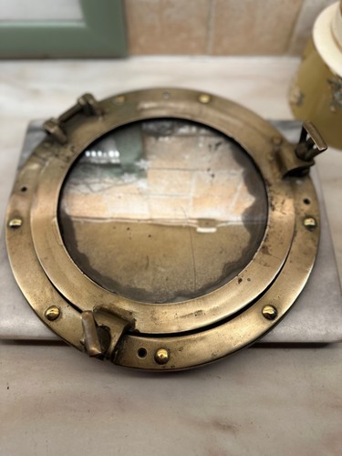 Brass antique porthole frame - porthole,