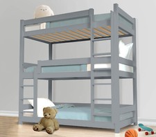 Triple Bunk Bed Pine Wood Kids