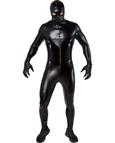 Rubber man gimp suit black - rubber,