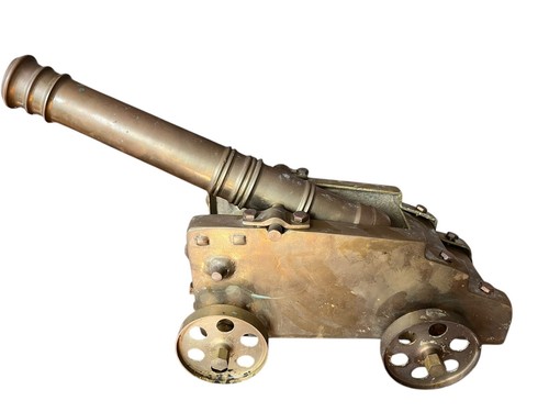 Vintage brass cannon wheel - cannon,