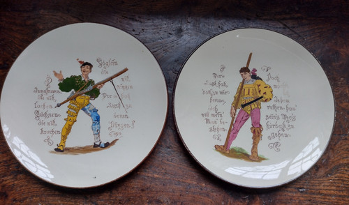 Two german geritzter pottery - german,