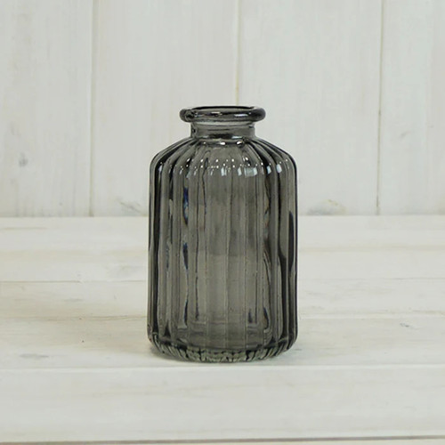 Smokey grey glass stem bottle - glass,