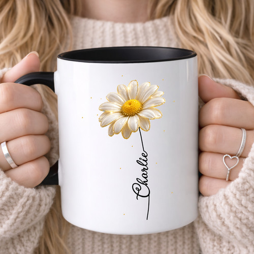 Daisy mug personalised flower - personalised,
