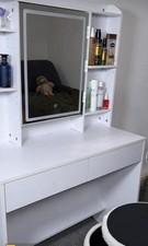Dressing Table In White Colour  With led Light Mirror And Also More Storage Draw