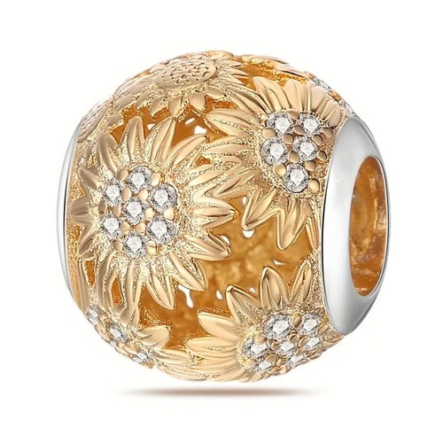 Golden sunflower charm - golden,