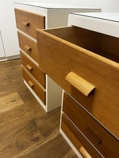 Mid century Bedside Tables Cabinet Drawers White Oak Danish 1960s Original 