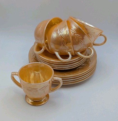 Vintage fire king - peach, lustre