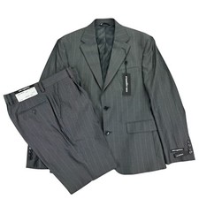 Karl Lagerfeld Mens Aspen 2-Piece Modern Fit Striped Suit Charcoal 38S 31W