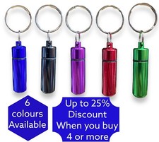 Keyring Tablets Medicine Container Pill Box Aluminium Key Chain Drug Holder NEW