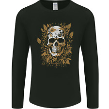 Foliage Skull Mens Long Sleeve T-Shirt