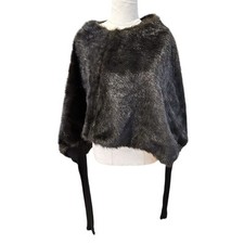 Zambesi Faux Fur Poncho Stole AU/UK 10 US 6 Choc Brown Long Sleeve Glam Chic