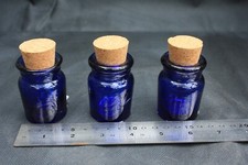 3 x Ravenhead Naturals Blue Glass Herb Medicine Apothecary Jars Vintage Looking