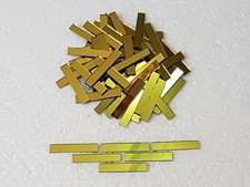 100 pieces, Gold Glass Mirror Tiles, Approx 0.5 x 3 cm, 1mm Thick, Art&Craft