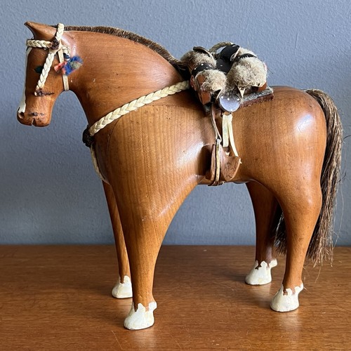 Vintage wooden horse ornament - horse,