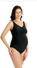 BNWT Speedo Women's Maternity Grace U-Back Swimsuit - Black - XL (S6) 