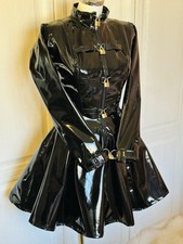 Misfitz blk PVC padlock lockable straitjacket skater dress. SIZE 22  TV CD Goth