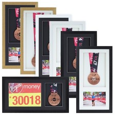 Medal display Frame with Apertures for Bib and Photo. Handmade. Perfect for Runn