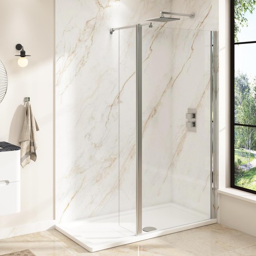 Chrome walk wet room shower - chrome, in