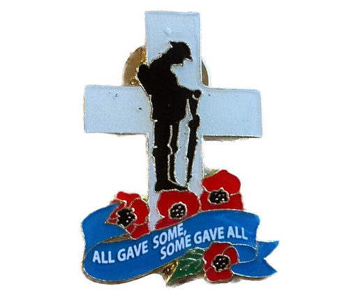 Soldier cross poppies pin - cross,