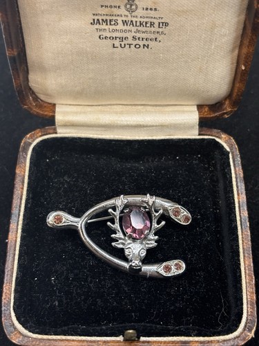 Vintage silver tone stag head - tone,
