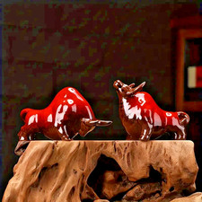 A Pair Of Bulls in Red Fat