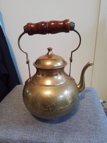 Chased brass tea - brass, kettle