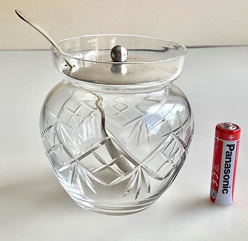 Vintage cut crystal glass jam - cut,