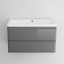 Bathroom Cabinet Vanity Unit Sink Basin Storage Drawer Wall Hung Grey 800mm