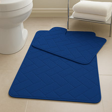 Block Bath Mat 2Piece Set Non Slip Extra Large Bathroom Toilet Rugs Free Ship UK