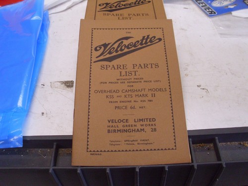 Velocette spare parts list - spare,