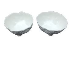 Wedgewood Countryware 2x Small White Cabbage Leaf Footed Sugar/Sauce Bowls 12cm