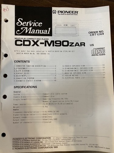 Pioneer cdx m90zar austin - pioneer,